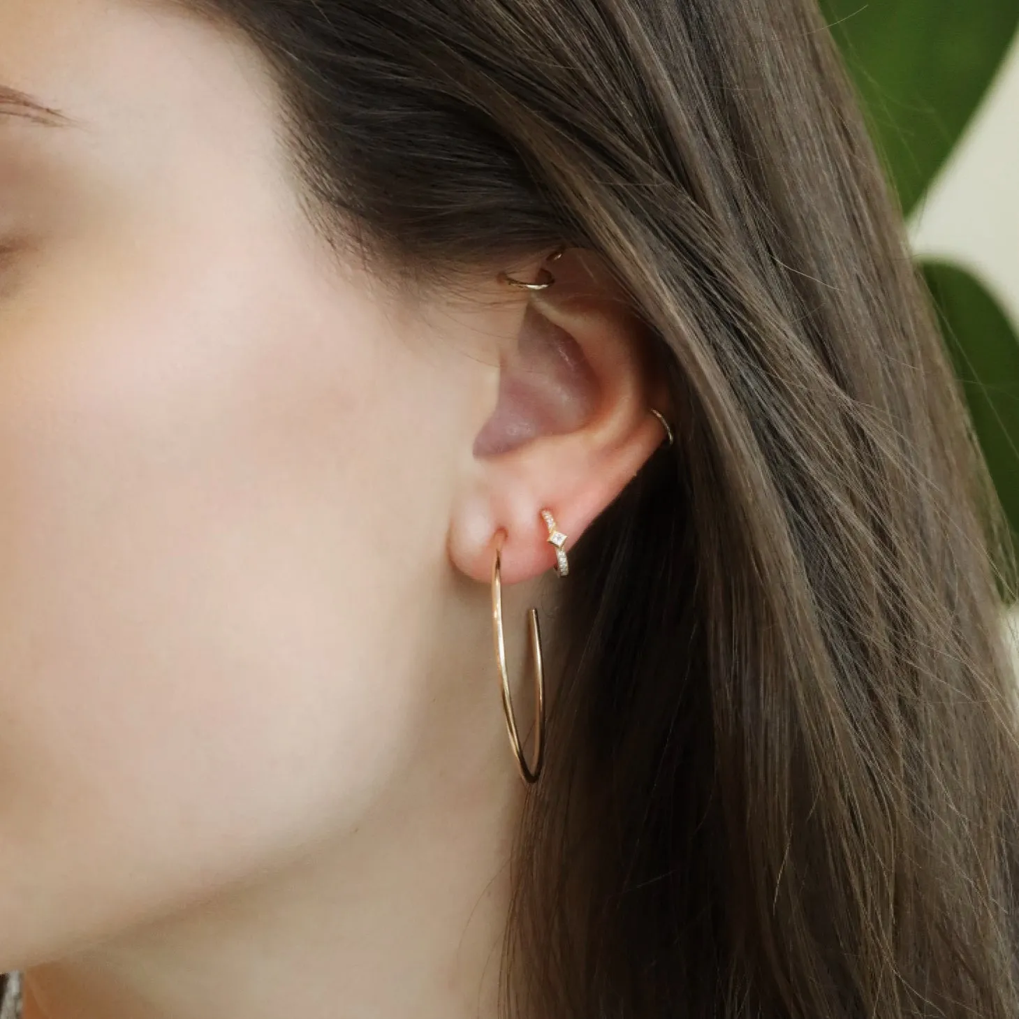 Gold Large "Round Wire" Hoop Earrings
