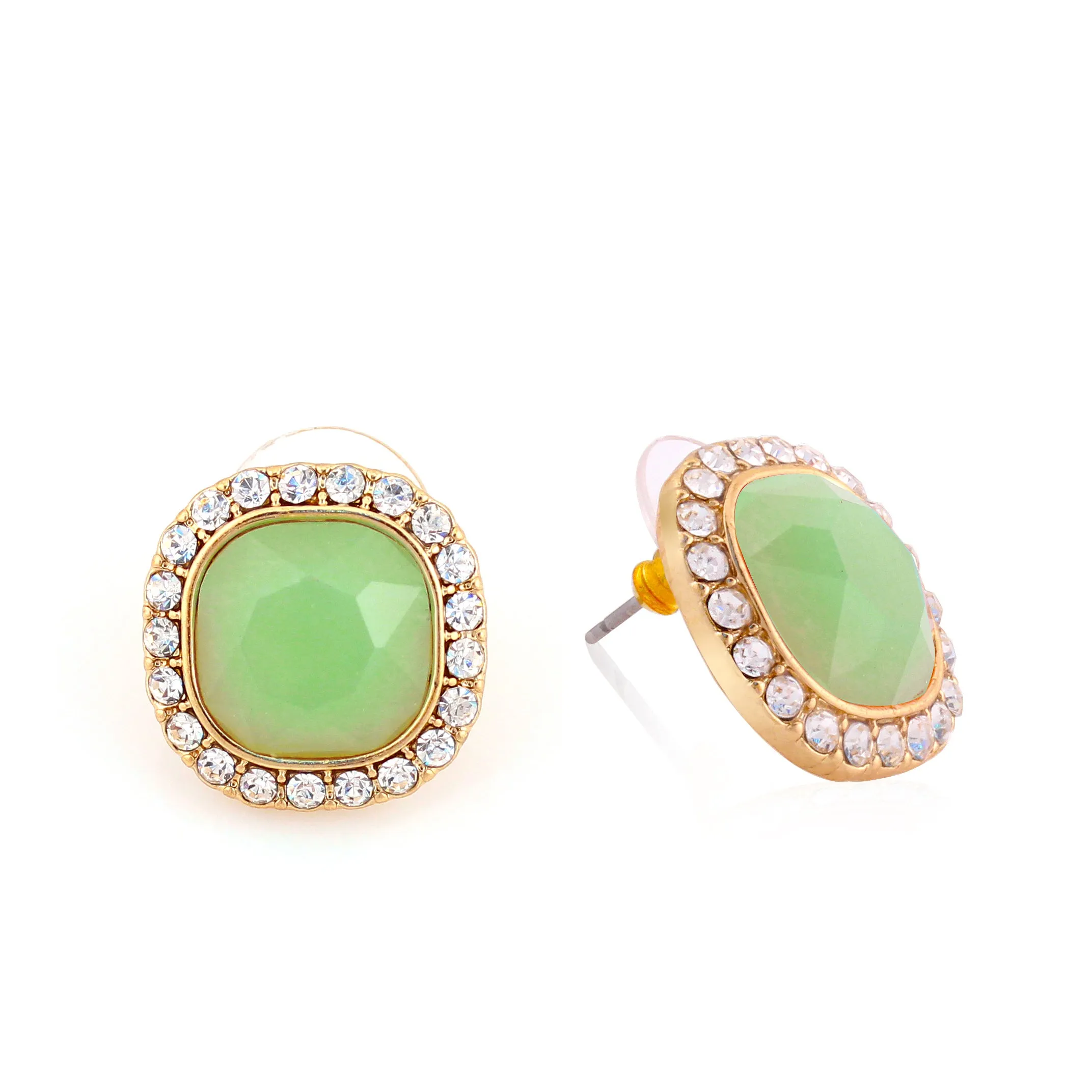GOLD OLIVE CRYSTAL STUD EARRINGS #ADX6800062 (SHAC1)