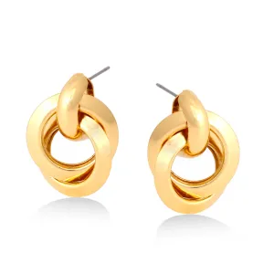 GOLD-TONE METAL INTERLOCK CIRCLE STUD EARRINGS #SQ1542G (SH12)