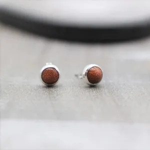 Goldstone Sterling Silver Stud Earrings