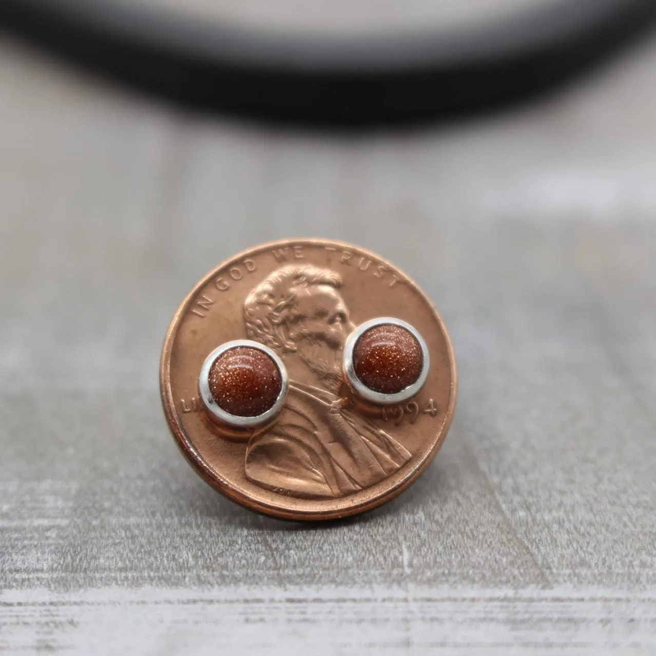 Goldstone Sterling Silver Stud Earrings