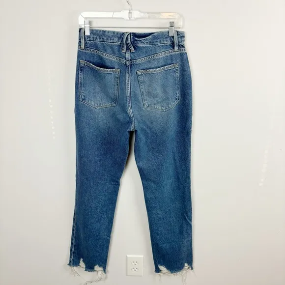 Good American Good Boy High Waisted Chewed Hem Boyfriend Jeans Size 28