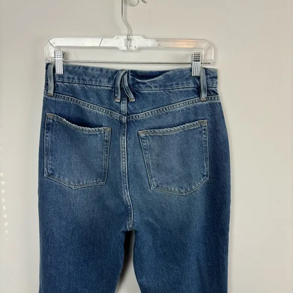 Good American Good Boy High Waisted Chewed Hem Boyfriend Jeans Size 28