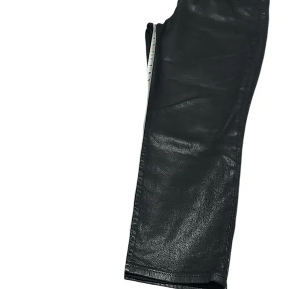 Good American Wax Coated Black Straight Leg Jeans High Waisted Size 16