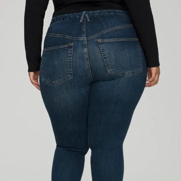 Good American Womens Good Legs Deep V High Waisted Jeans Blue609 Size 22