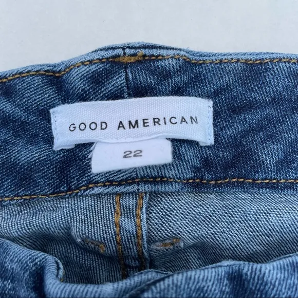Good American Womens Good Legs Deep V High Waisted Jeans Blue609 Size 22