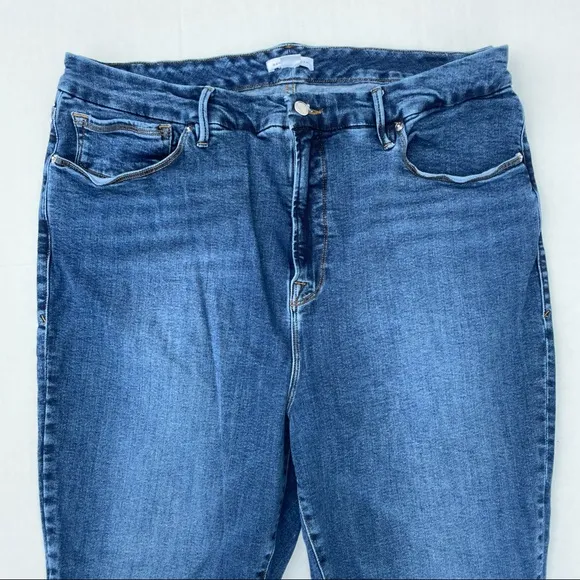 Good American Womens Good Legs Deep V High Waisted Jeans Blue609 Size 22