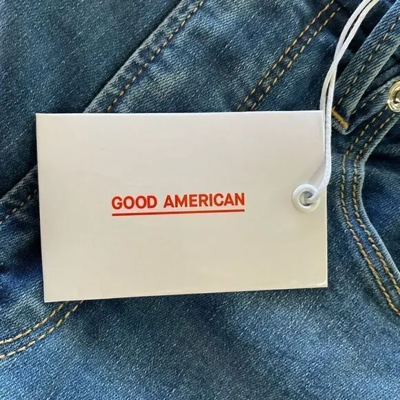 Good American Good Waist Raw Hem Ankle Skinny Jeans 00 24