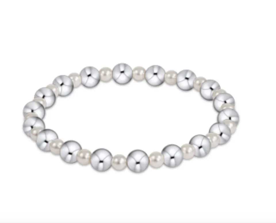Grateful 4mm Pearl 6mm Sterling Bead Bracelet