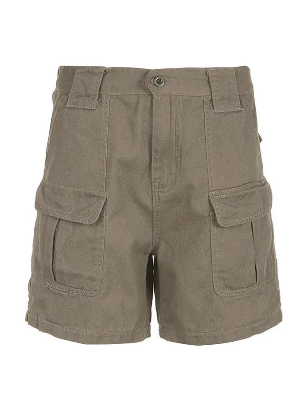 Gray straight leg denim cargo shorts