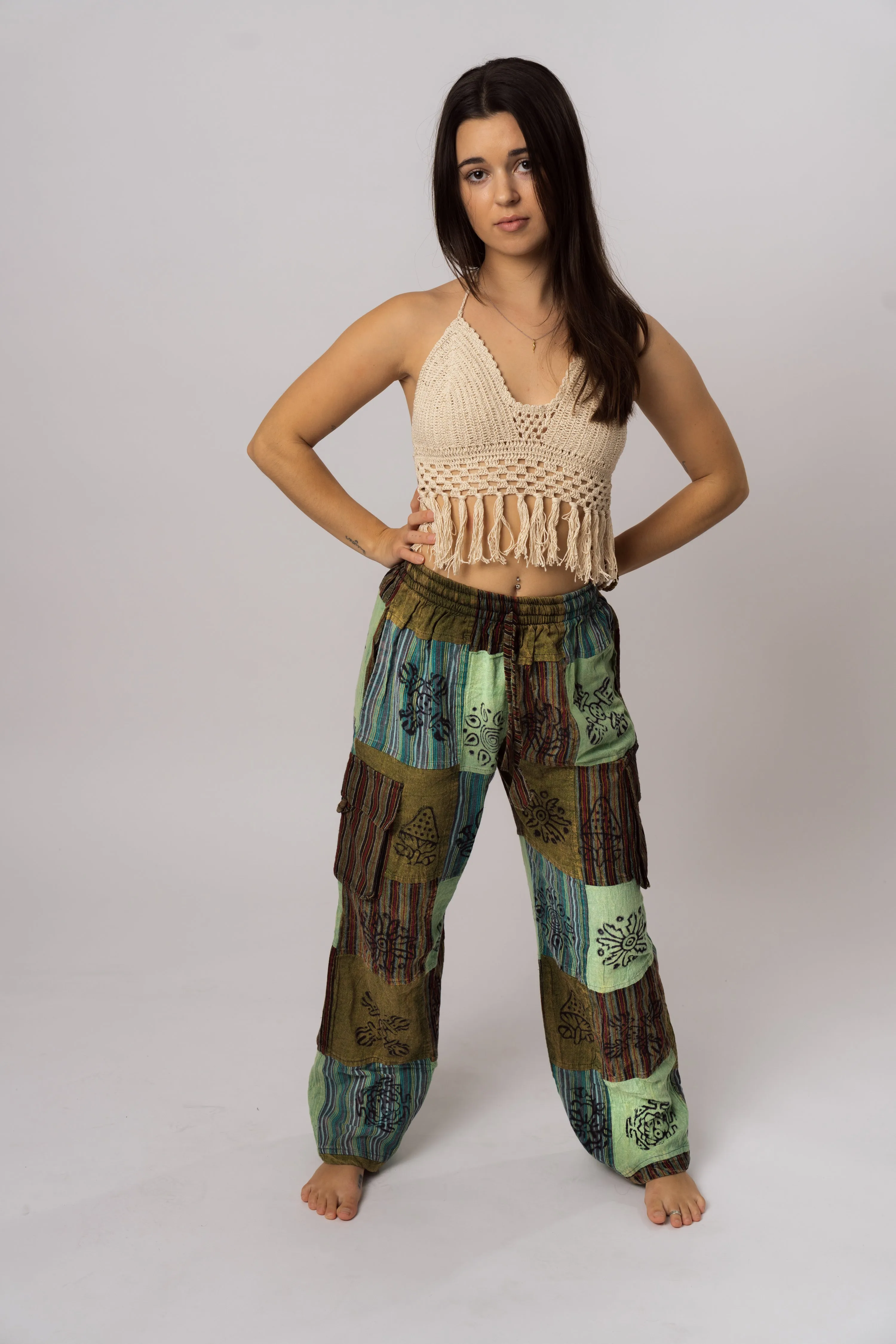 Green Patchwork Pants