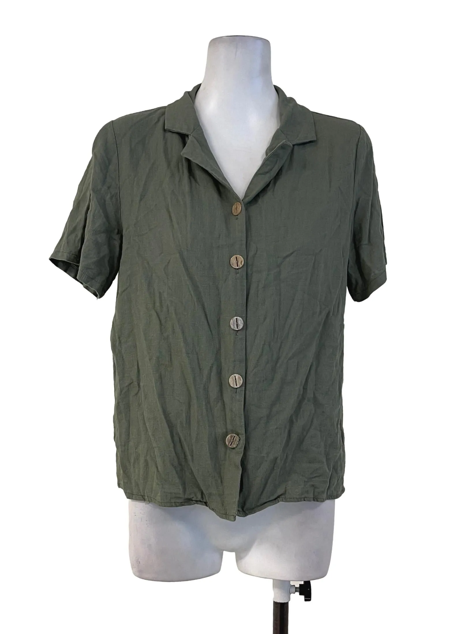 Green Plain Collared Shirt