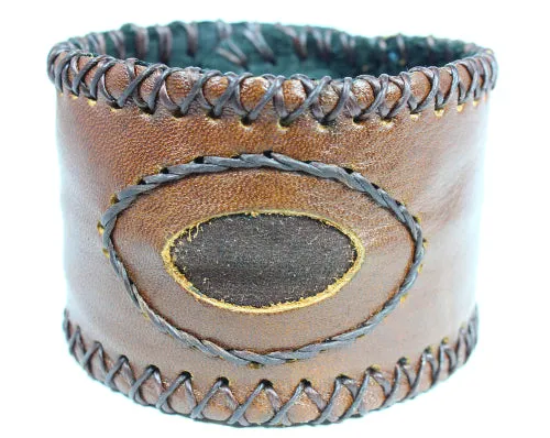 Handmade genuine leather wallet bracelets/ cuffs with gemstone (6 pack/ $ 17ea.)