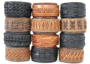 Handmade genuine leather wallet bracelets/ cuffs woven style