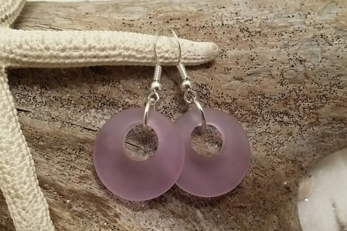 Hawaiian Jewelry , Minimalist "Magical Color Changing" Purple Earrings Circle Earrings, Beach Jewelry Birthday Gift (February Birthstone)