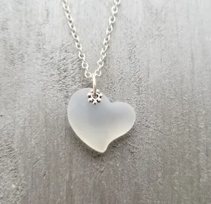Hawaiian Jewelry Sea Glass Necklace, Heart Necklace Moonstone Necklace, Sea Glass Jewelry Unique Birthday Gift For Women (June Birthstone)