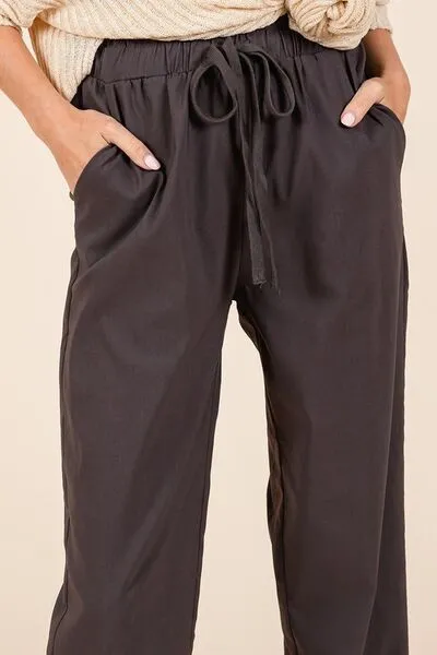 Hazel Blues® |  Mittoshop Paperbag Waist Tapered Straight Pants