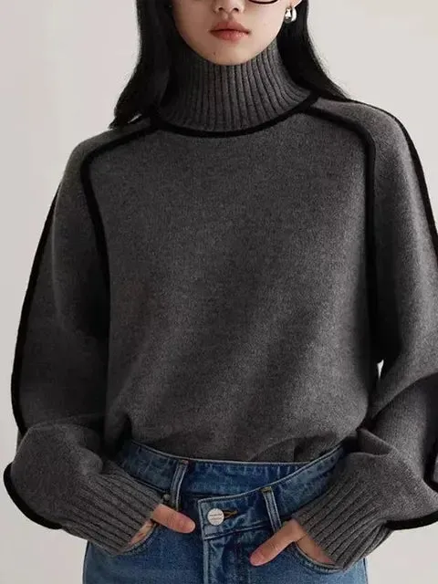 Heather - Klassischer Herbst Rollkragen Strickpullover für Damen