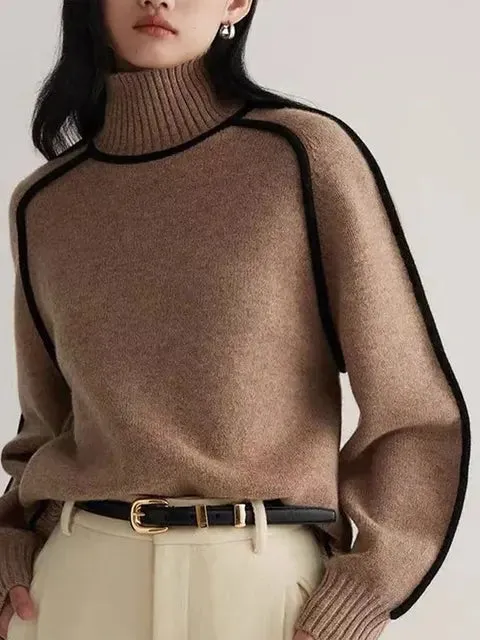 Heather - Klassischer Herbst Rollkragen Strickpullover für Damen