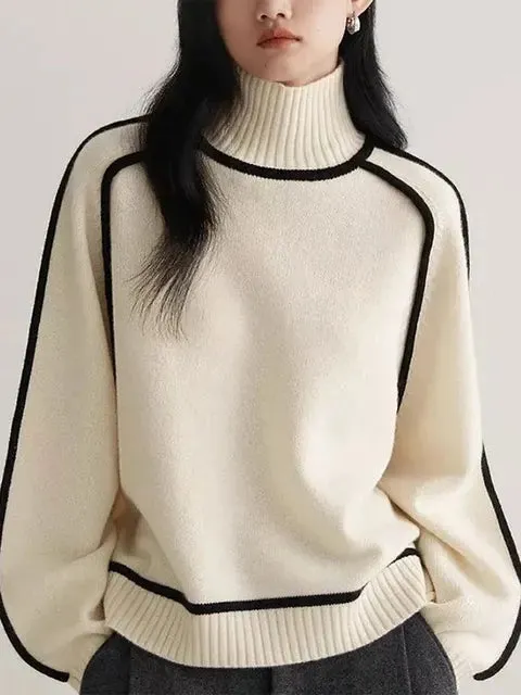 Heather - Klassischer Herbst Rollkragen Strickpullover für Damen