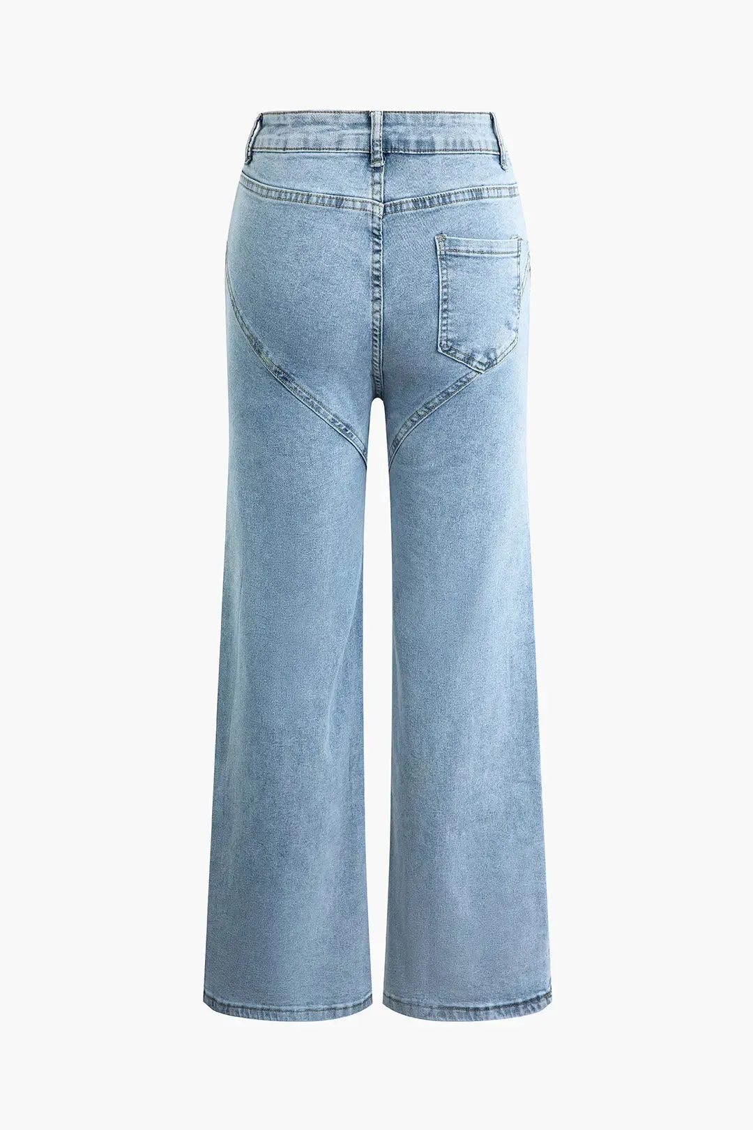 Helene - Trendy Rhinestone Design Woman's Straight Leg Jeans