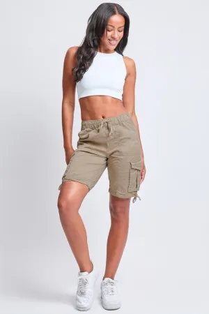 High Rise Long Cargo Shorts