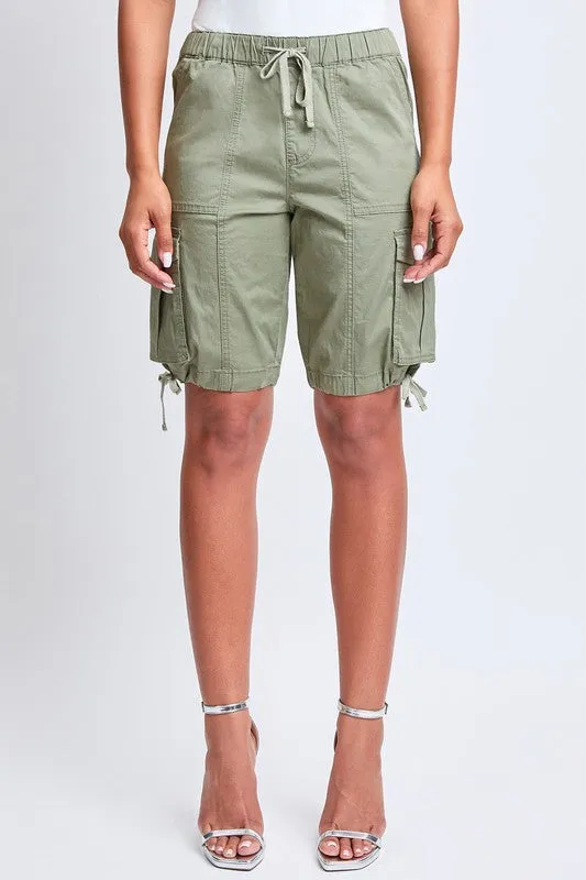 High Rise Long Cargo Shorts
