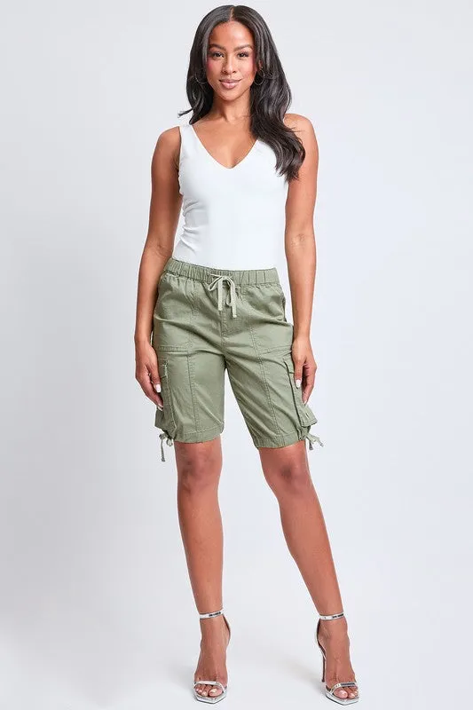 High Rise Long Cargo Shorts