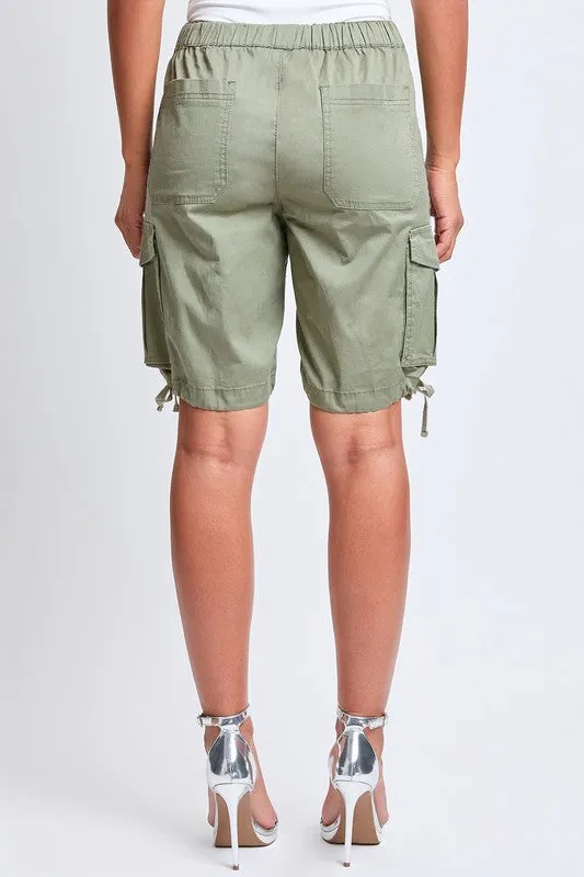 High Rise Long Cargo Shorts