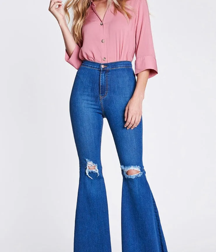 High waisted flare jeans