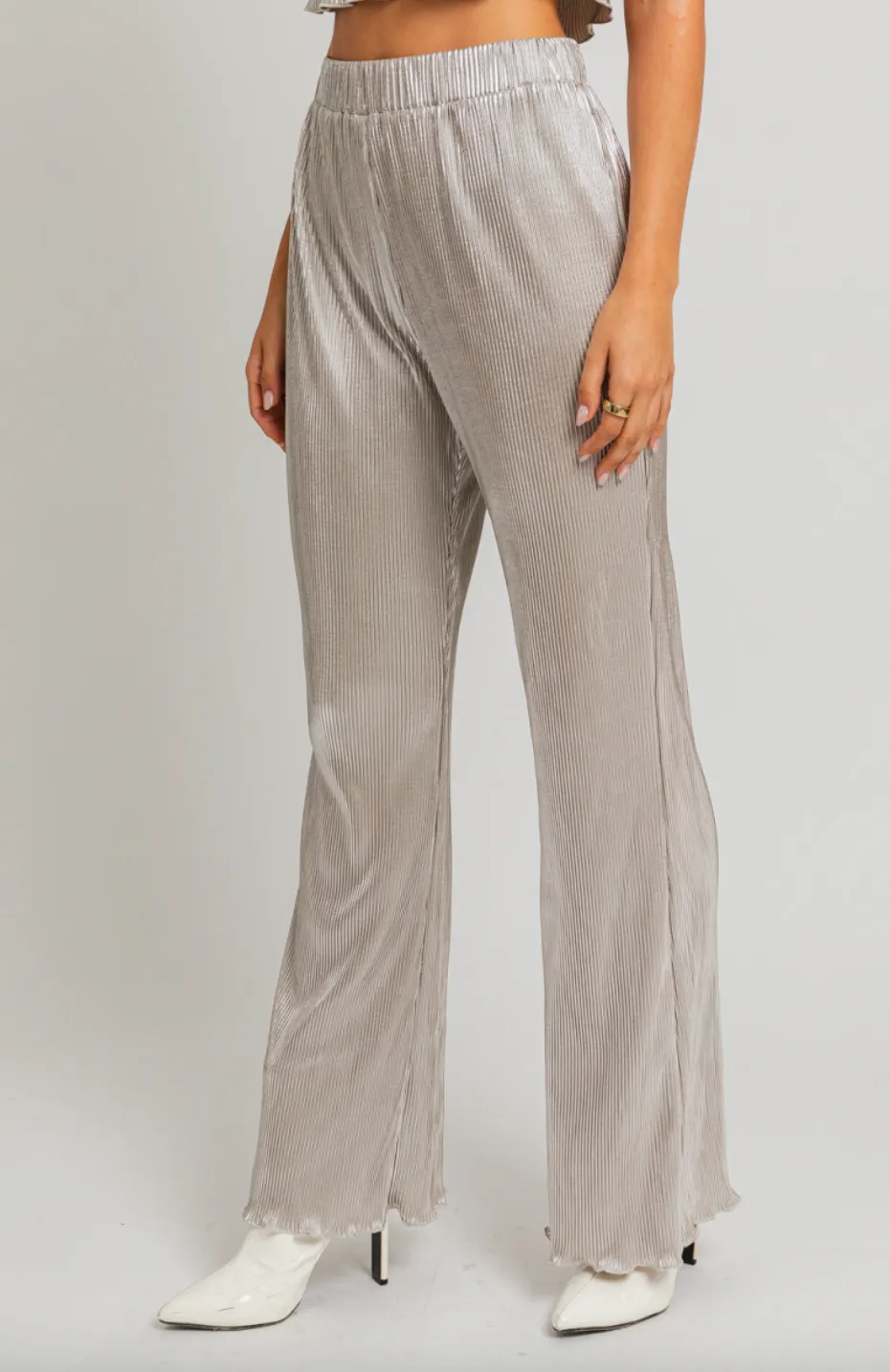 High Waisted Lettuce Hem Pants