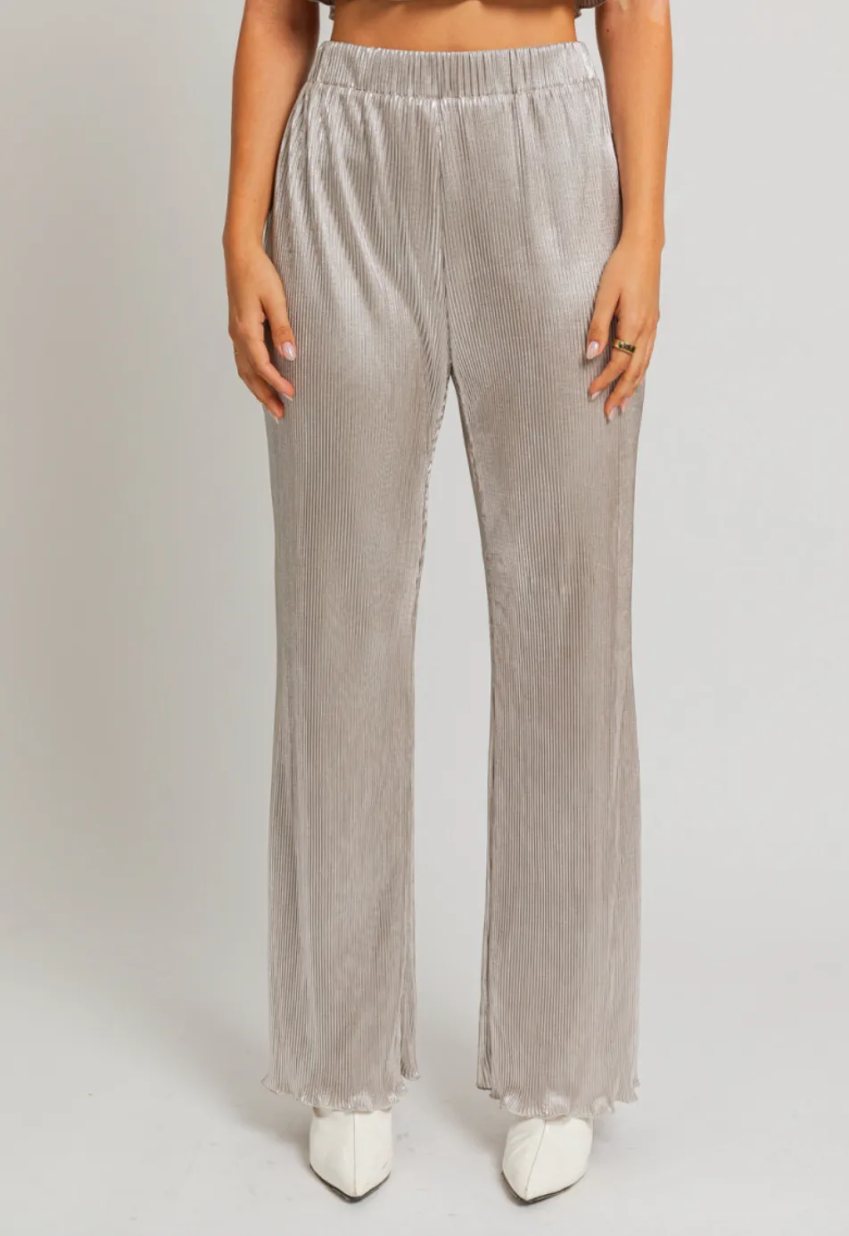 High Waisted Lettuce Hem Pants