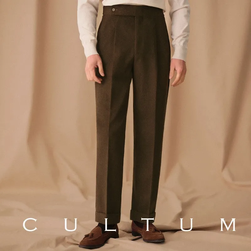 High-Waisted Wool Trousers