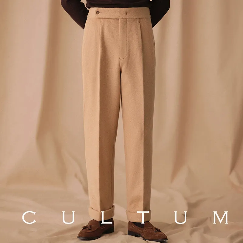 High-Waisted Wool Trousers