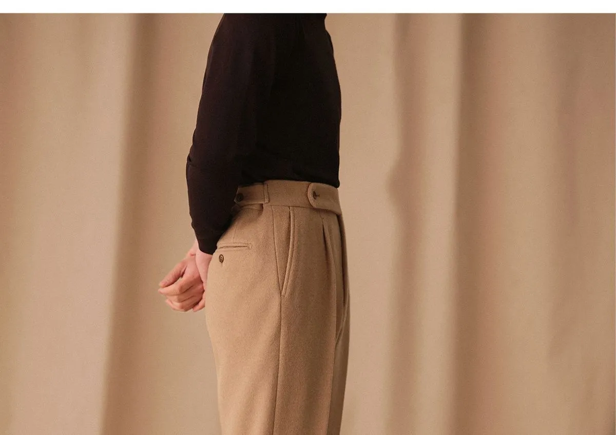 High-Waisted Wool Trousers
