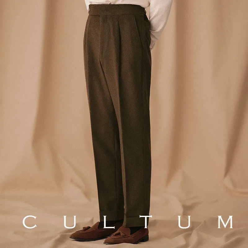High-Waisted Wool Trousers