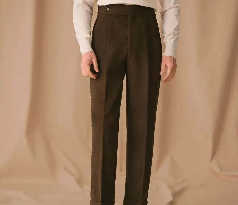 High-Waisted Wool Trousers