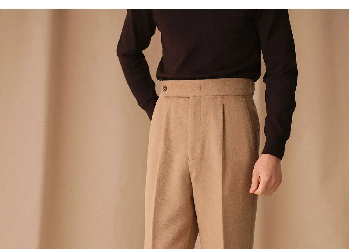 High-Waisted Wool Trousers