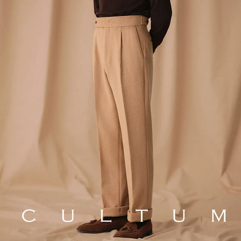 High-Waisted Wool Trousers