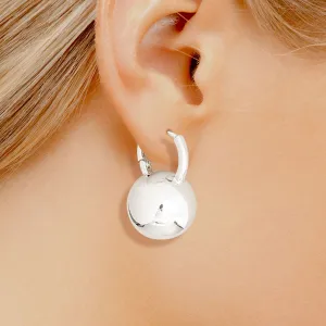 Hoop White Gold Dipped Small Ball Huggie Earrings Women