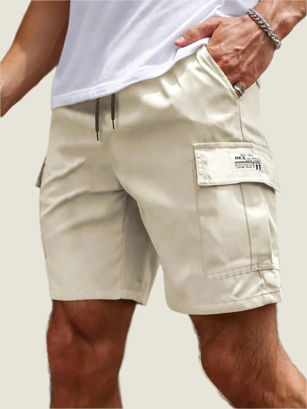Hudson | Men's Cargo Shorts - Elastic Waistband, Multiple Pockets, Lightweight & Breathable Fabric