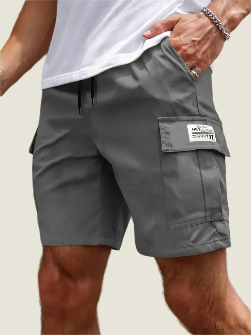 Hudson | Men's Cargo Shorts - Elastic Waistband, Multiple Pockets, Lightweight & Breathable Fabric