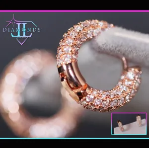 Iced Out Earrings | Rose Gold Earrings | Mens rose gold diamond hoop earrings | Diamond Hoop Earrings | Hip Hop Earrings