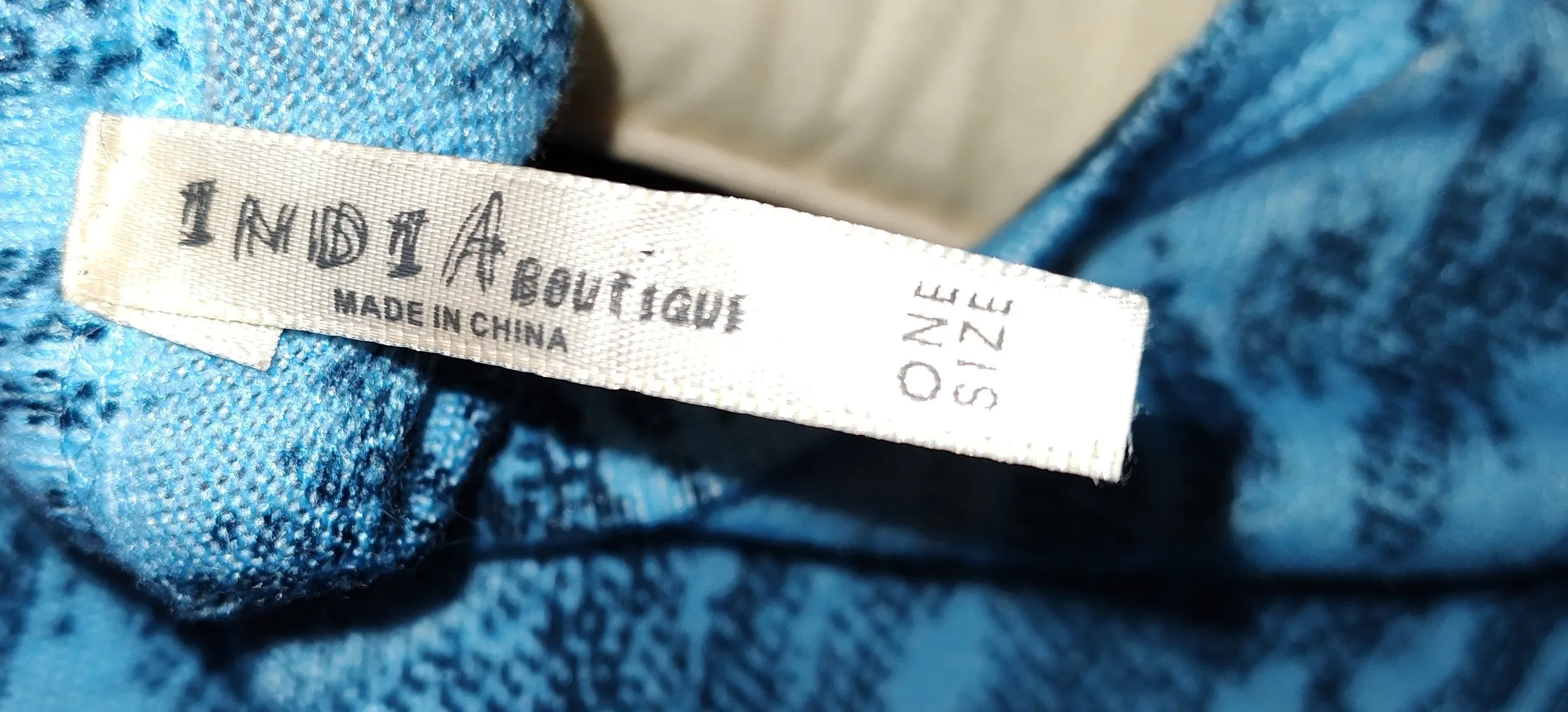 India Boutique Blue Ikat Pattern Long Sleeve Tunic- One Size
