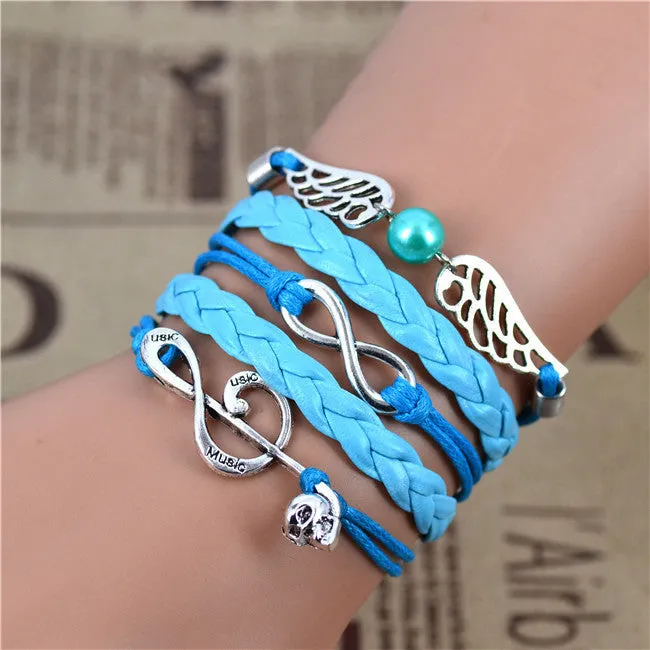 Infinity Love Charm Leather Bracelets