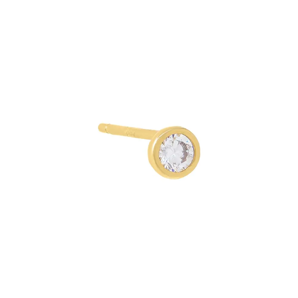 Itty Bitty Solitaire Bezel Stud Earring