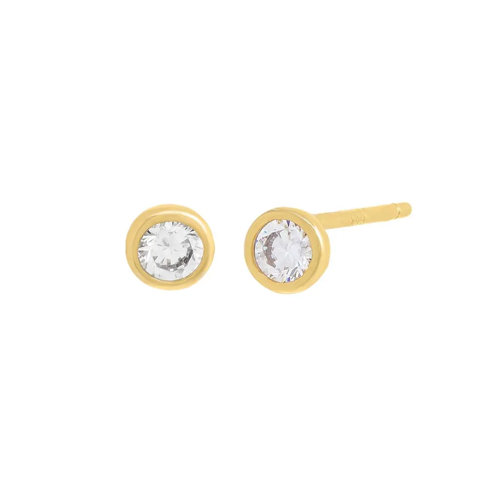 Itty Bitty Solitaire Bezel Stud Earring