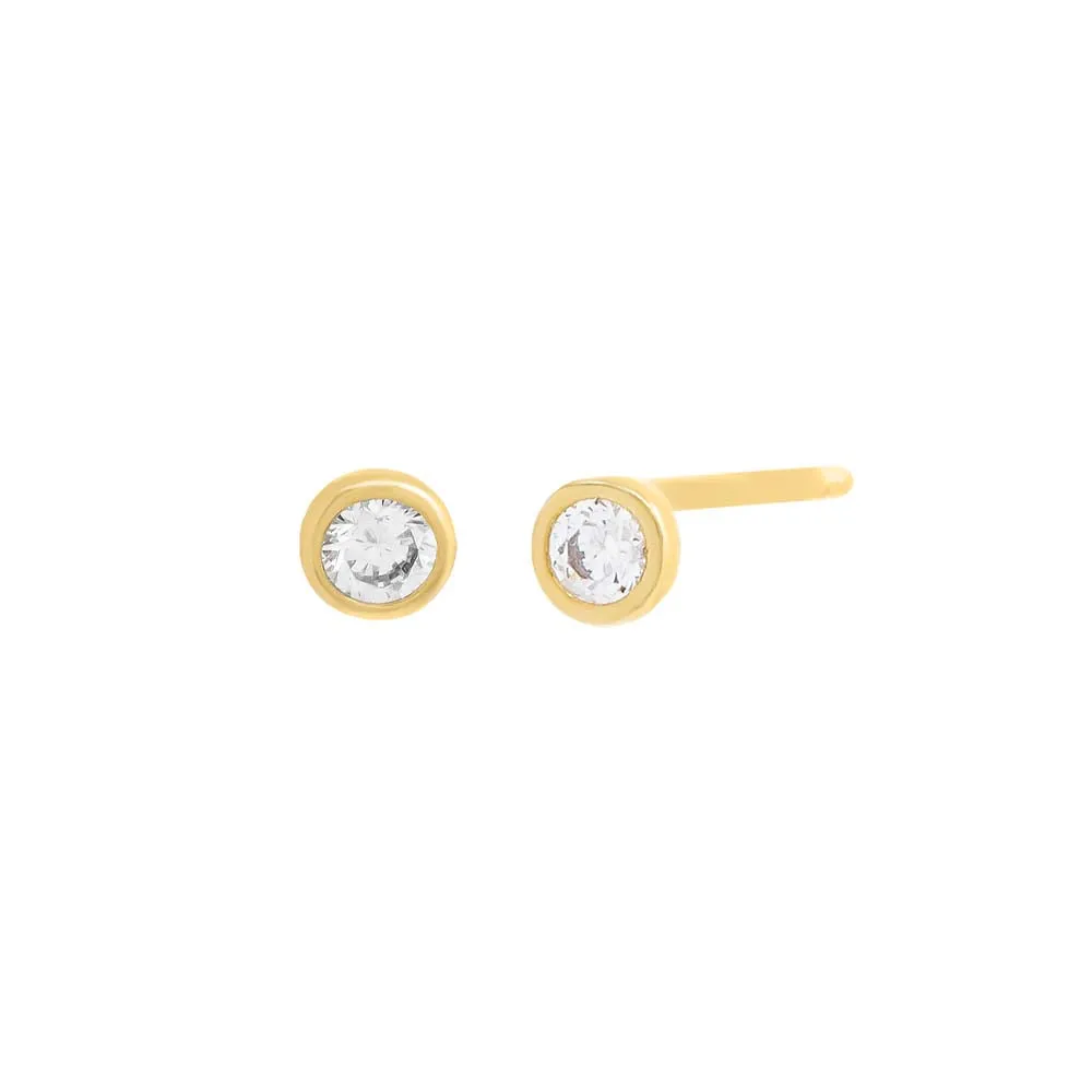 Itty Bitty Solitaire Bezel Stud Earring