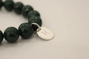 Jade and Silver Initial Bracelet