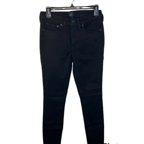J.Crew Women's $90 8&quot; Rise Black Skinny Jeans Signature Stretch Size 24 J5498